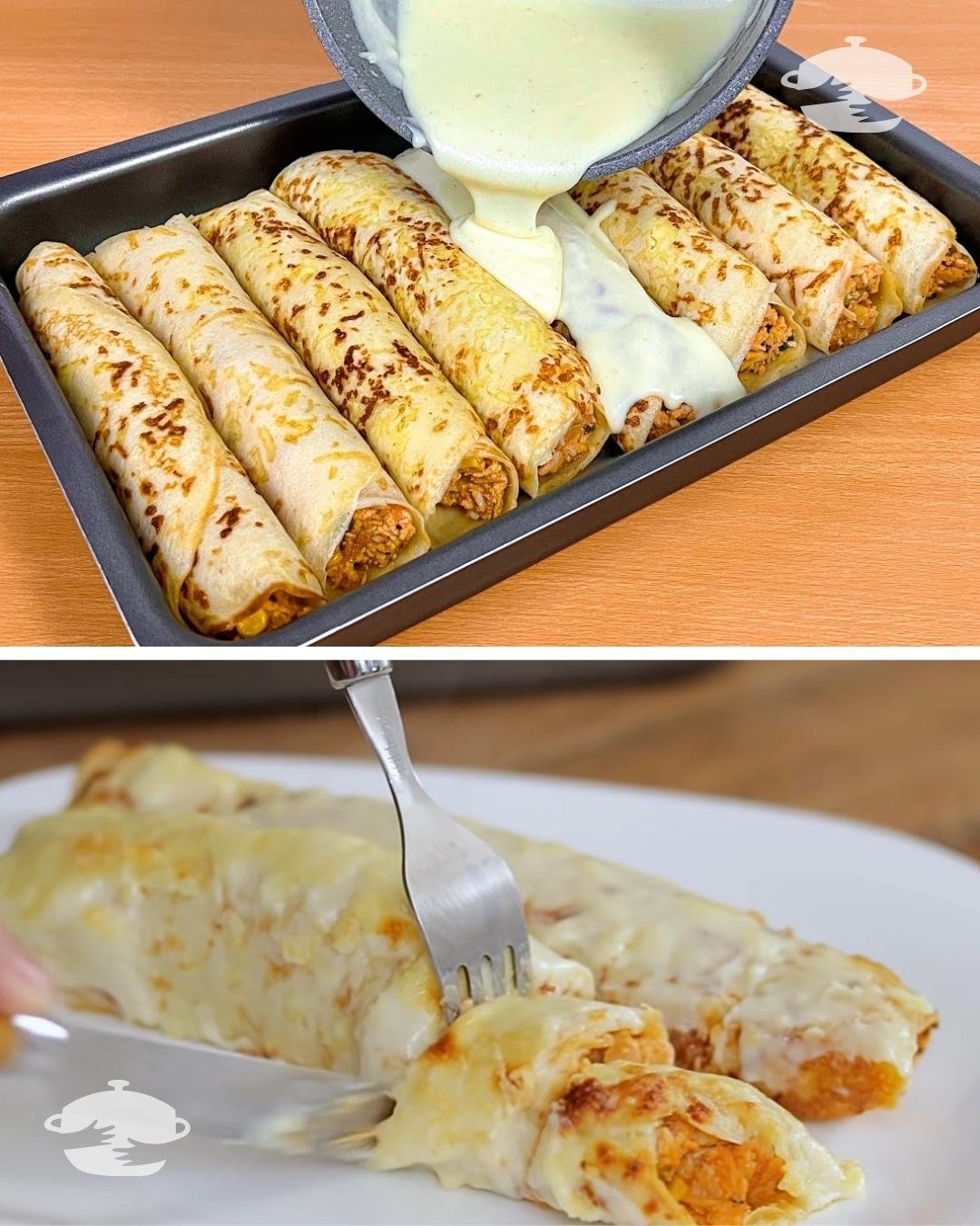 Panqueca de Frango com Cobertura de Molho Branco
