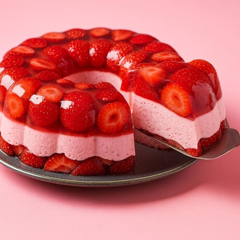 Gelatina com Mousse de Morango