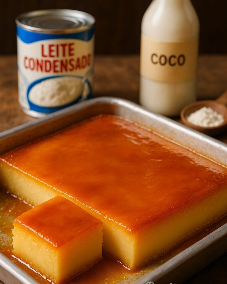 Pudim de Padaria com Leite Condensado e Coco