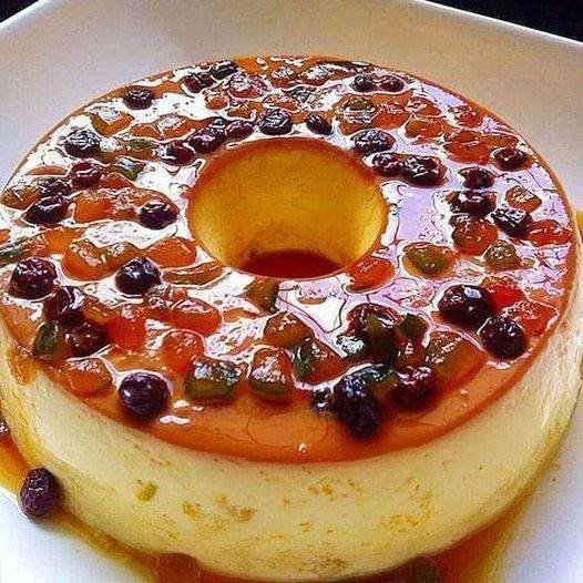 Pudim com Frutas Cristalizadas