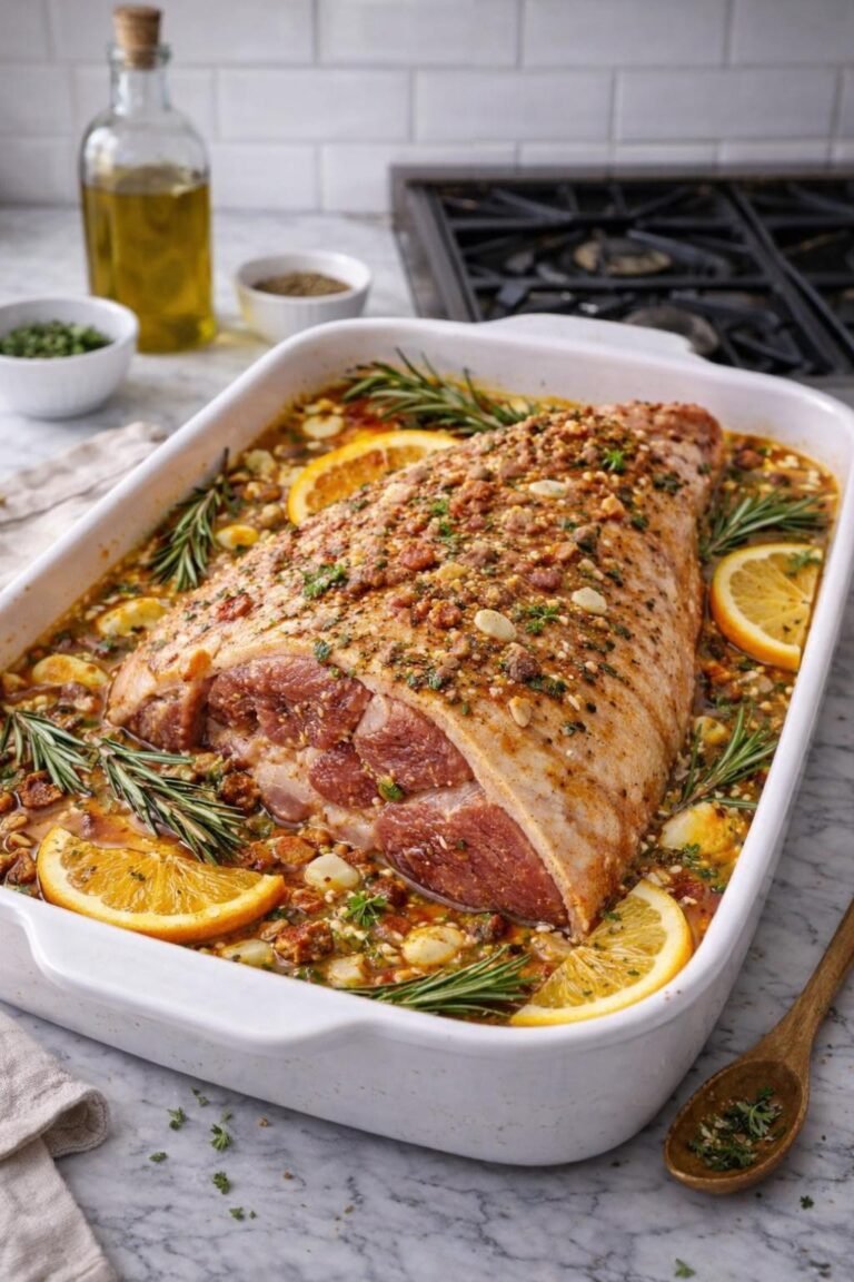 🍊 Pernil Assado com Laranja, Alho e Ervas